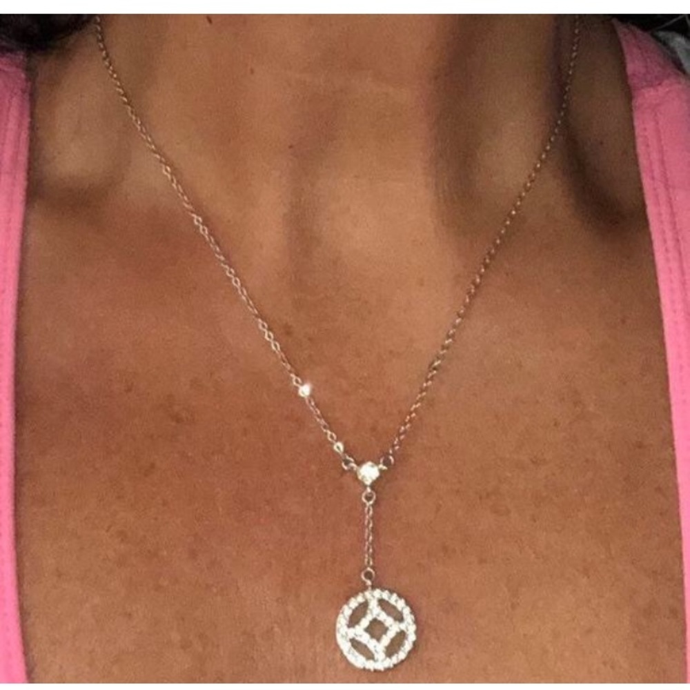 Vintage Swarovski Round Pendant Silver Necklace